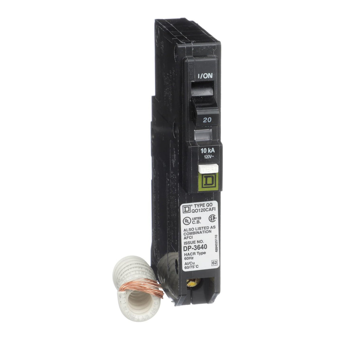 Square D QO120CAFI 20A 120V 1-Pole Combination AFCI Plug-In Circuit Breaker 10kAIC - product image 1