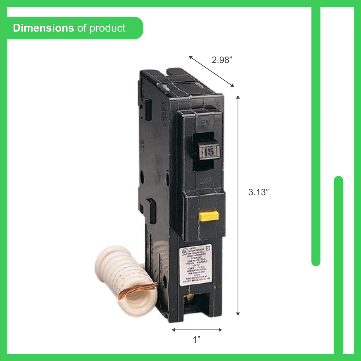 Square D HOM115GFI 15-Amp 1-Pole GFCI Circuit Breaker 120V 10kAIC Type Homeline (Plug-On) - product image 3