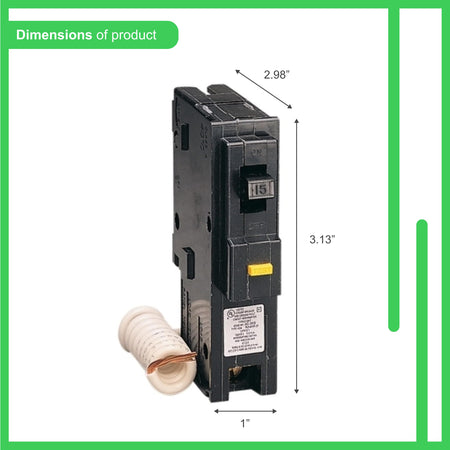 Square D HOM115GFI 15-Amp 1-Pole GFCI Circuit Breaker 120V 10kAIC Type Homeline (Plug-On) - product image 3
