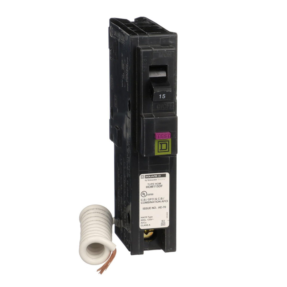 Square D HOM115DF 15 A single-pole Homeline dual-function AFCI GFCI circuit breaker