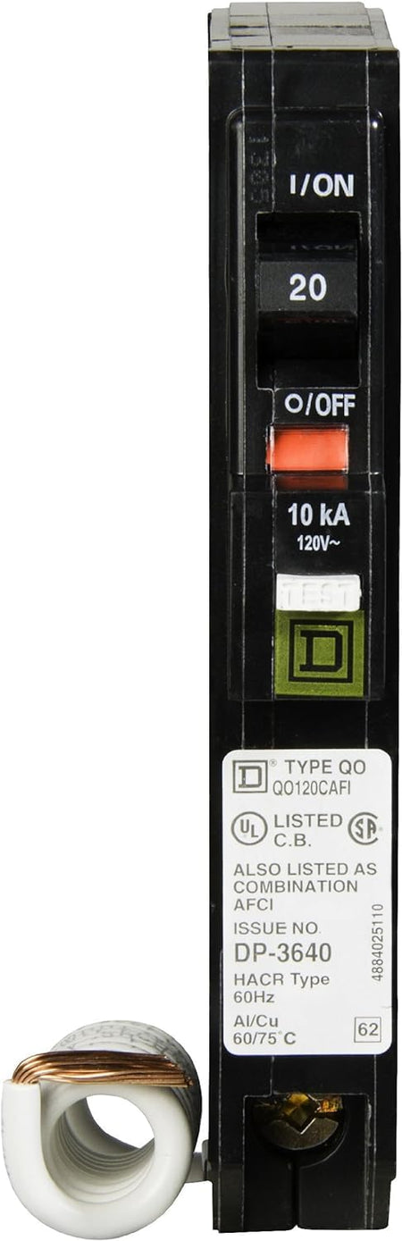 Square D QO120CAFI 20A 120V 1-Pole Combination AFCI Plug-In Circuit Breaker 10kAIC - product image 4