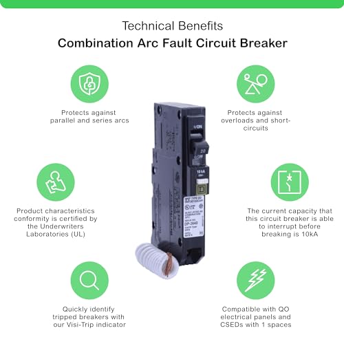 Square D QO120CAFI 20A 120V 1-Pole Combination AFCI Plug-In Circuit Breaker 10kAIC - product image 7