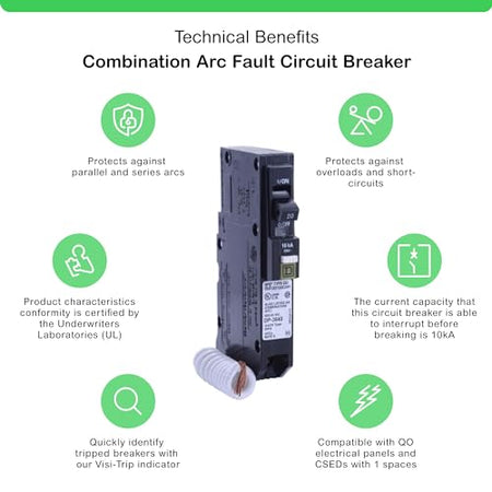 Square D QO120CAFI 20A 120V 1-Pole Combination AFCI Plug-In Circuit Breaker 10kAIC - product image 7