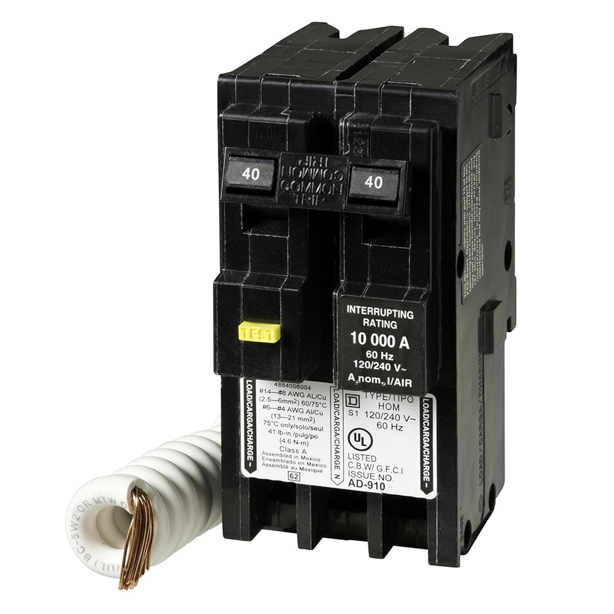 Square D HOM240GFI 40A 120/240V 2-Pole Class A GFCI Plug-In Circuit Breaker 10kAIC - product image 7
