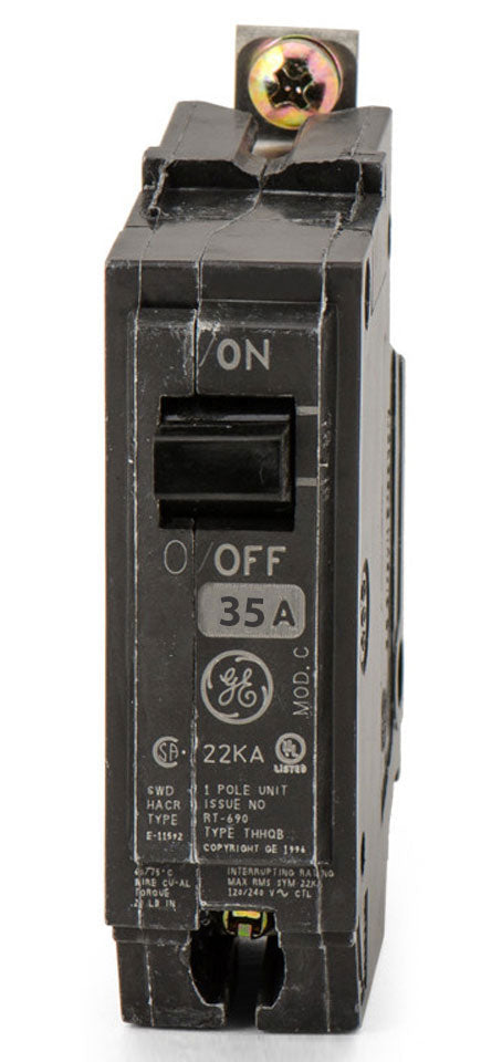 ABB THHQB1135 35A 1-pole 120/240V 22kA Q-Line bolt-on circuit breaker, legacy GE-branded product image