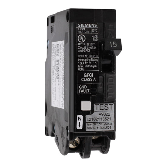 Siemens QF115AN 15A 1-pole GFCI circuit breaker