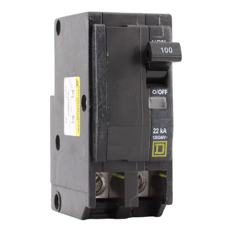 Square D QO2100VH 100A 2-Pole 120/240V 22kA QO Plug-In Circuit Breaker - product image 1