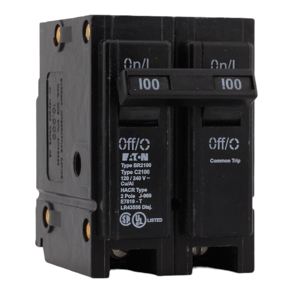 Eaton BR2100 100 Amp Double Pole 240V Plug-In Standard Trip Circuit Breaker UL - product image 1