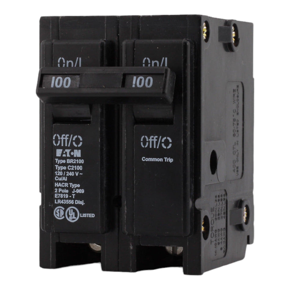 Eaton BR2100 100 Amp Double Pole 240V Plug-In Standard Trip Circuit Breaker UL - product image 2