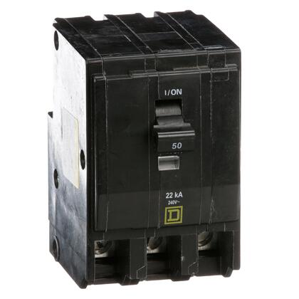 Square D QO350VH 50A 3-pole 240VAC 22kA plug-in circuit breaker, new condition