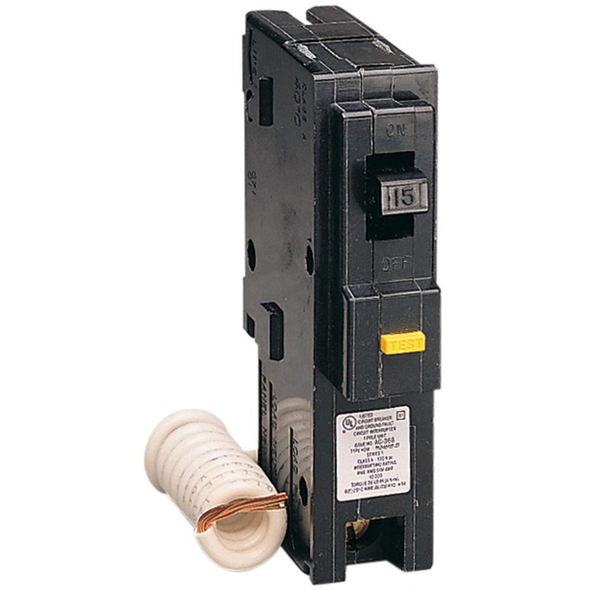 Square D HOM115GFI 15-Amp 1-Pole GFCI Circuit Breaker 120V 10kAIC Type Homeline (Plug-On) - product image 1