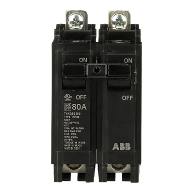 ABB THHQB2180 80A 2-pole 22kA Q-Line bolt-on circuit breaker