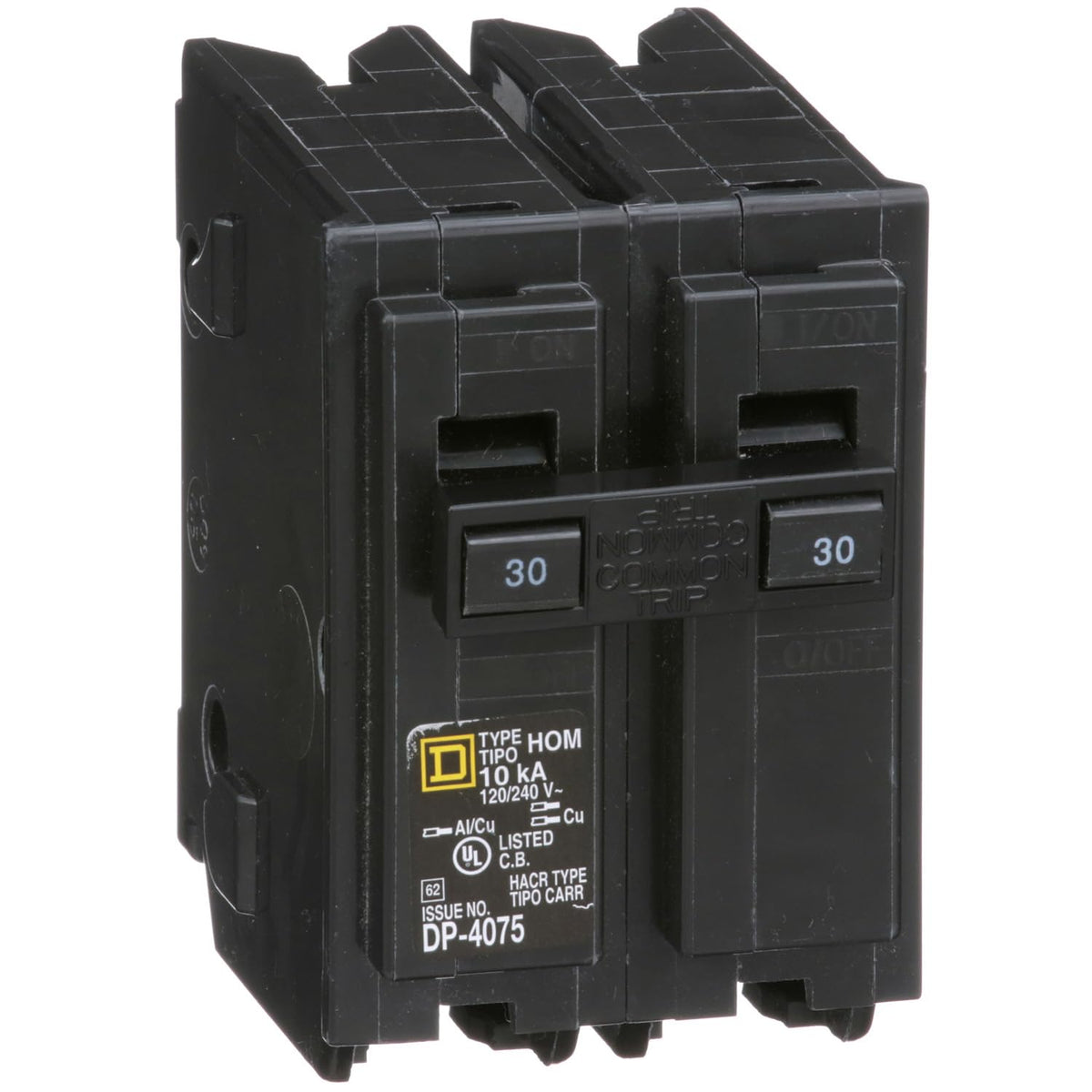 Square D HOM230 30A 120/240V 2-Pole Thermal-Magnetic Plug-In Circuit Breaker 10kAIC - product image 1