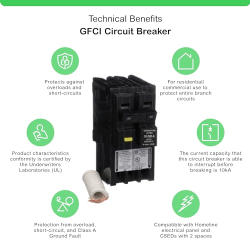 Square D HOM230GFI 30-Amp 2-Pole Class A GFCI Circuit Breaker 120/240V 10kA Homeline (Plug-In) - product image 4