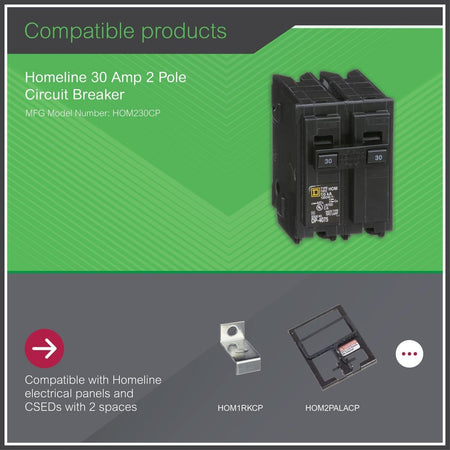 Square D HOM230 30A 120/240V 2-Pole Thermal-Magnetic Plug-In Circuit Breaker 10kAIC - product image 4