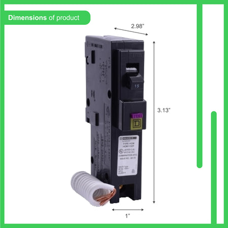 Square D HOM115DF 15 A single-pole Homeline dual-function AFCI GFCI circuit breaker