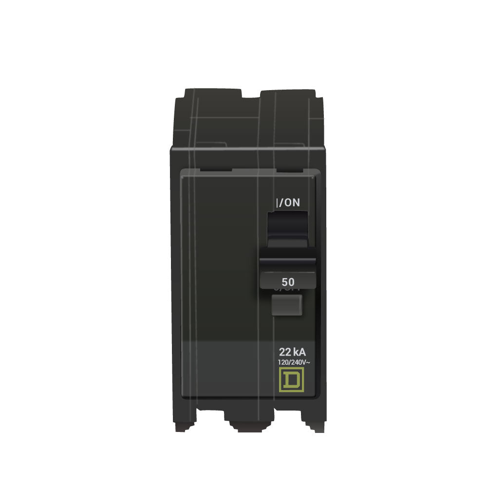 Square D QO250VH 50A 2-pole 120/240V 22kA plug-in circuit breaker